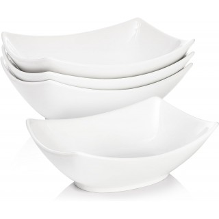 Cedilis 4 Pack Porcelain Serving Bowls, Rectangular Ceramic Salad Bowl