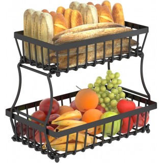 Apsan 2 Tier Countertop Fruit Basket for Kitchen, Detachable Metal Org