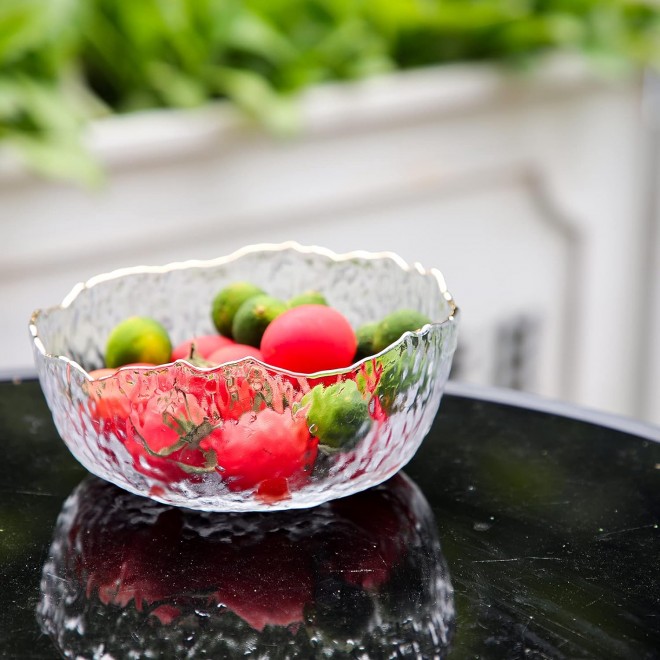 TOSSOW Glass Salad Bowl Irregular Shape Serving Bowls, 25 oz Pyrex Mix