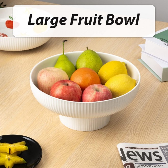 Ceramic Fruit Bowl with Draining Holes, 10 Large Fruit Basket with Mul