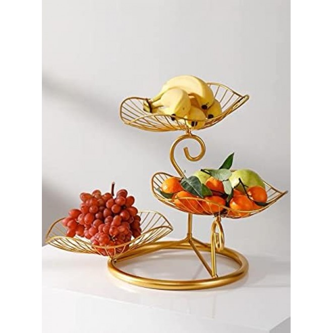 LANDTOM Metal 3-Tier Fruit Basket Holder Decorative Fruit Bowl Stand,