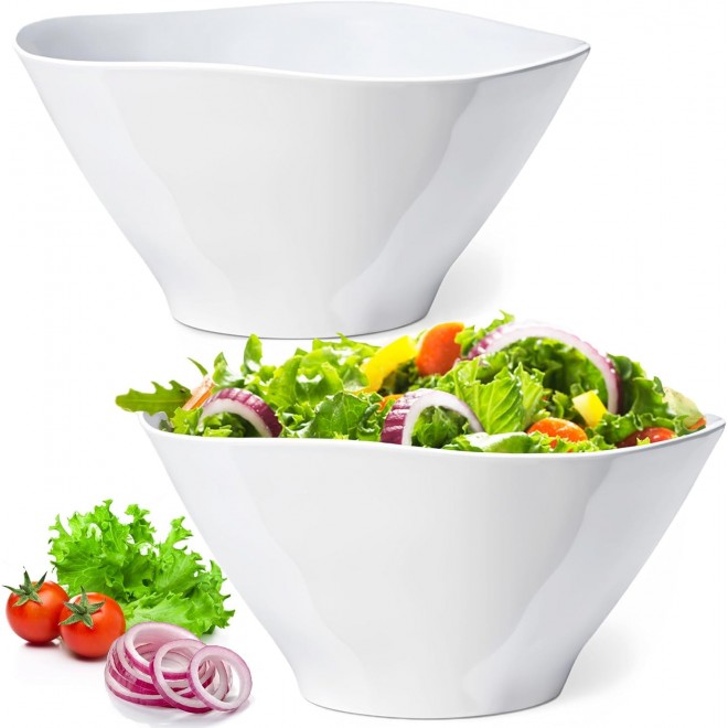 Qxbekmor 10 Salad Bowls, 114 oz. Unbreakable Plastic Serving Bowls for