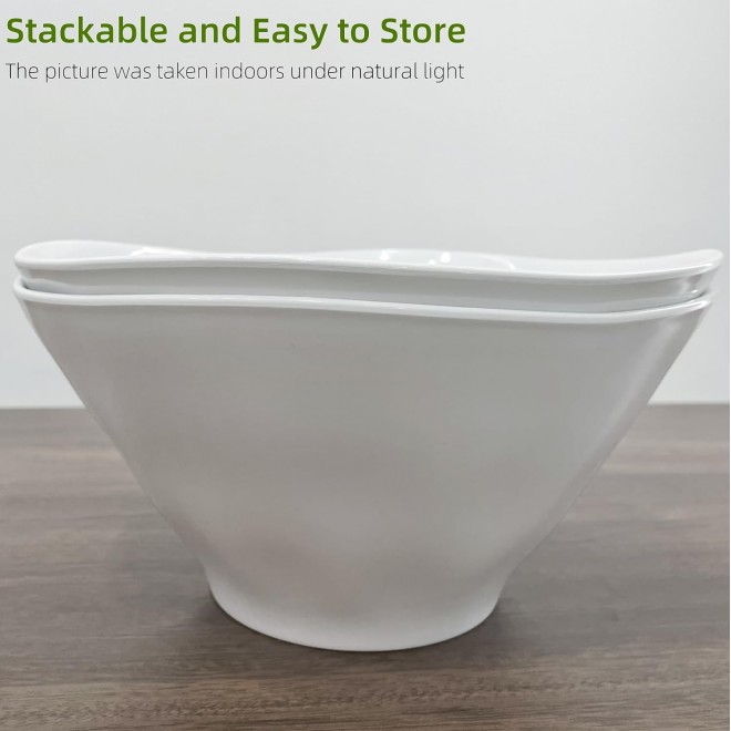 Qxbekmor 10 Salad Bowls, 114 oz. Unbreakable Plastic Serving Bowls for