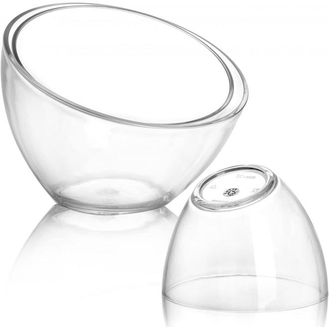 3 Pack Angled Plastic Bowls, Clear Salad Serving Bowls, Thick Acrylic