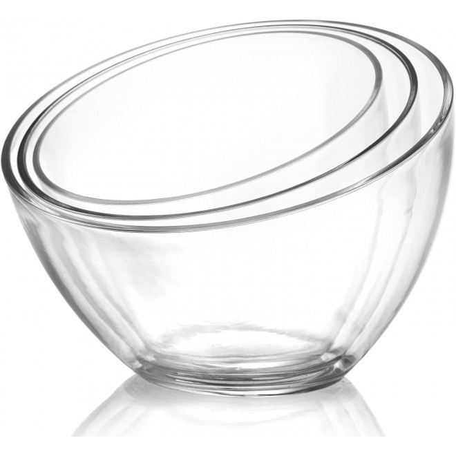 3 Pack Angled Plastic Bowls, Clear Salad Serving Bowls, Thick Acrylic