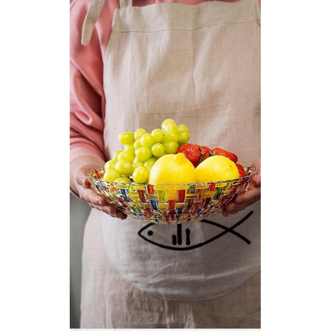 MAGCOLOR Hand Painted Colorful Woven Glass Crystal Salad & Fruit Bowl