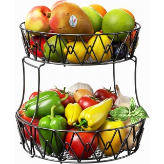 2 Tier Fruit Basket Countertop Fruit Vegetable Basket Bowl for Kitchen