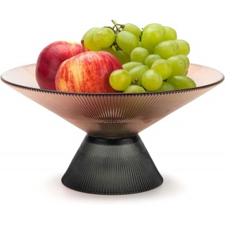 Fruit Bowl for Kitchen Counter, Glass Fruit Basket, Pedestal Fruit Bow