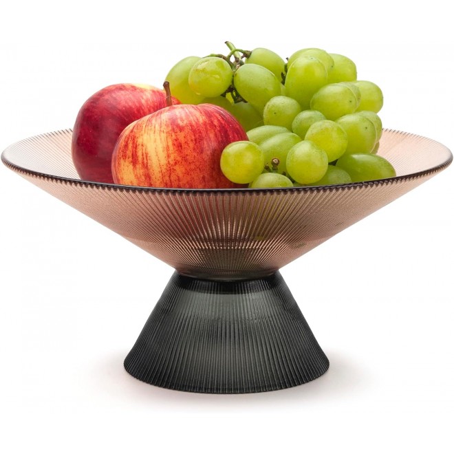 Fruit Bowl for Kitchen Counter, Glass Fruit Basket, Pedestal Fruit Bow