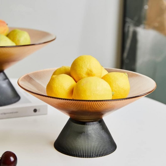 Fruit Bowl for Kitchen Counter, Glass Fruit Basket, Pedestal Fruit Bow