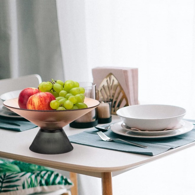 Fruit Bowl for Kitchen Counter, Glass Fruit Basket, Pedestal Fruit Bow