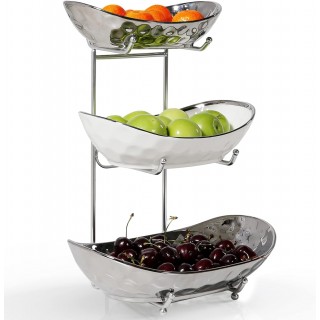 Fruit Bowl, 3 Tier Ceramic Fruit Basket, Serving Stand Serving Bowl wi