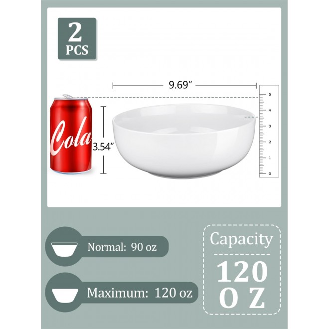 Yedio Pasta Serving Bowls 120 Ounce 9.7” Large Serving Bowls, Porcelai