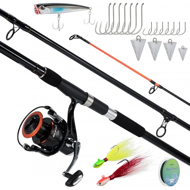 Dr.Fish Surf Fishing Rod and Reel Combo, Saltwater Fishing Combo, 12ft Surf Rod 8000/9000 Spinning Reel 9+1 BB, Offshore Sea Fishing Gear Kit Fishing Pole Equipment Set