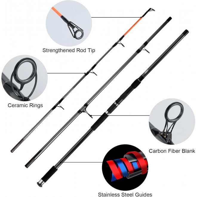 Dr.Fish Surf Fishing Rod and Reel Combo, Saltwater Fishing Combo, 12ft Surf Rod 8000/9000 Spinning Reel 9+1 BB, Offshore Sea Fishing Gear Kit Fishing Pole Equipment Set