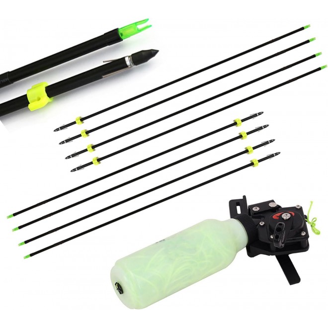 Bow Fishing Reel Kit Bowfishing Reel with Bowfishing Arrows Set Archery Bow Fishing Arrows Bowfishing Tool Accessories