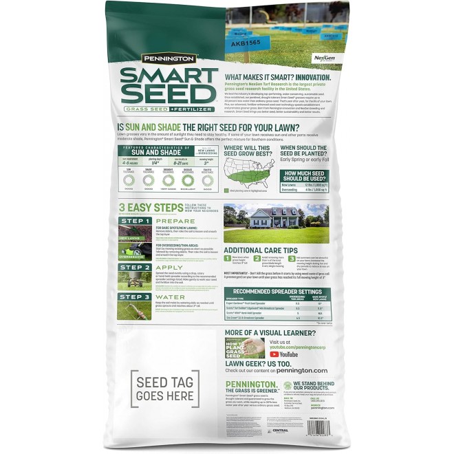 Pennington Smart Seed Sun and Shade Tall Fescue Grass Seed Mix for Southern Lawns 20 lb