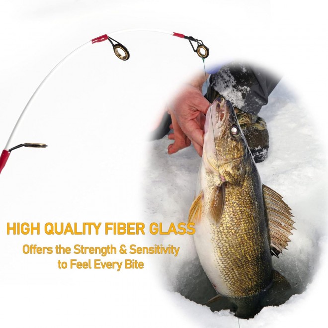 Dr.Fish Ice Fishing Rod and Reel Combo, Ice Fishing Gear Pole Ice Fishing Reel Equipment Set Ice Fishing Backpack Chair Ice Jigs Lures Ice Fishing Accessories