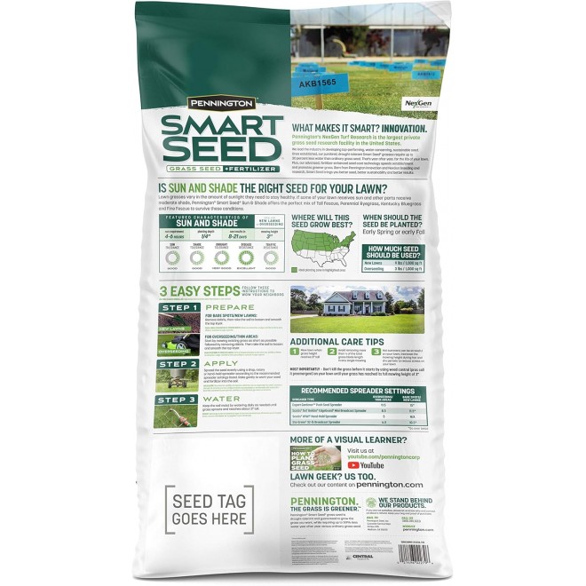 Pennington Smart Seed Sun and Shade Grass Mix 20 lb