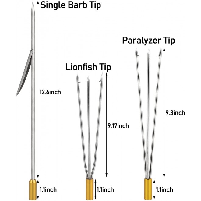 Dr.Fish Spearfishing Kit Stainless Steel Fishing Stringer 6'5 Fiberglass 3-Piece Hawaiian Sling Pole Spear Paralyzer 3 Tips Set Harpoon Travel Bag