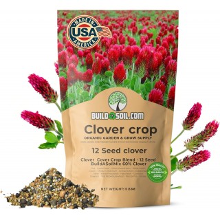 BuildASoil No-Till Clover Seed Cover Crop Blend 12 Species Cover Crop Seed Mix Premium Clover Seeds for Lawn - Plants Friendly Cover Crop for Garden - 60% Clover (10 LB Bag)