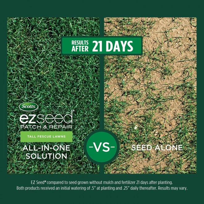 Scotts EZ Seed Patch and Repair Tall Fescue Lawns, 20 lb. - Combination Mulch, Seed, and Fertilizer - Tackifier Reduces Seed Wash-Away - Mix Covers up to 445 sq. ft.