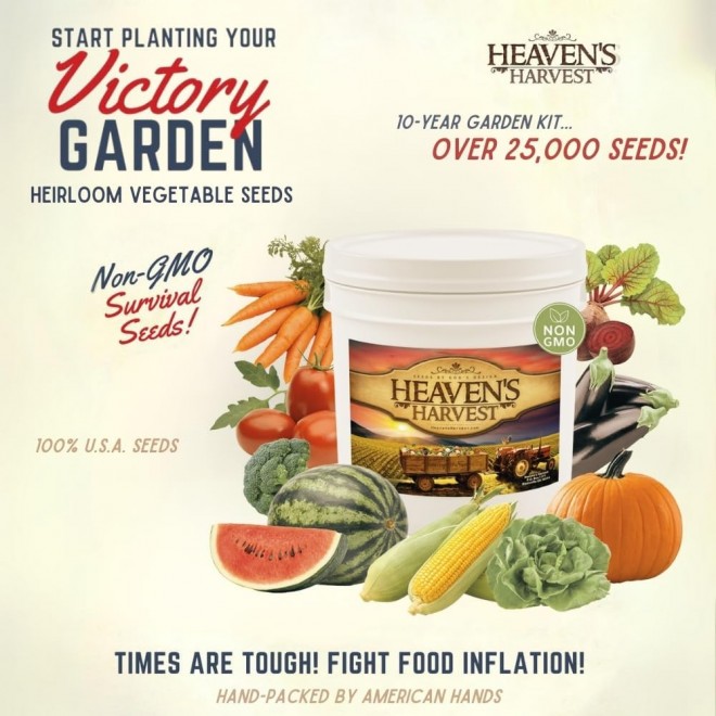 Heaven’s Harvest 10 Year Garden” Survival Seed Bank Kit | Over 25k Non-GMO Heirloom Vegetable Survival Seeds + 2 Free Bonus Items: Clyde’s Garden Planner + Seed Vault Storage Drum for 10 Year Storage