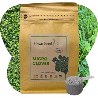 Flawn Seed Micro Clover Seed, Eco-Friendly, Low Growing, Low Maintenance, Lawn Alternative, Kraft Zipper Pouch with Easy Spread Scoop, Over-Seed up to 2,500 sqft