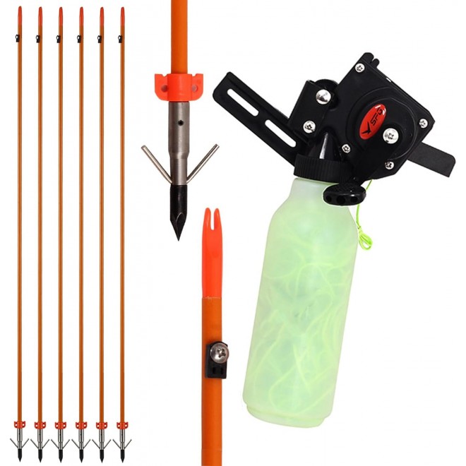 Bow Fishing Reel with Bowfishing Arrows Set Archery Bow Fishing Reel Kit Bowfishing Tool Accessories for Compound Bow Recurve Bow