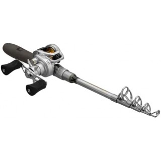 ProFISHiency: Premium Baitcast Pocket Combo | Medium Action IM6 Graphite | 43” Telescopic Rod | Tiny Spinning Reel w/ 5.2:1 Gear Ratio | 6+1 Bearing System w/Braid-Ready Spool - Silver/Gold