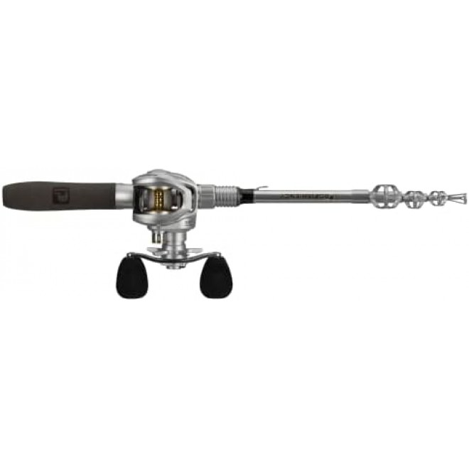 ProFISHiency: Premium Baitcast Pocket Combo | Medium Action IM6 Graphite | 43” Telescopic Rod | Tiny Spinning Reel w/ 5.2:1 Gear Ratio | 6+1 Bearing System w/Braid-Ready Spool - Silver/Gold