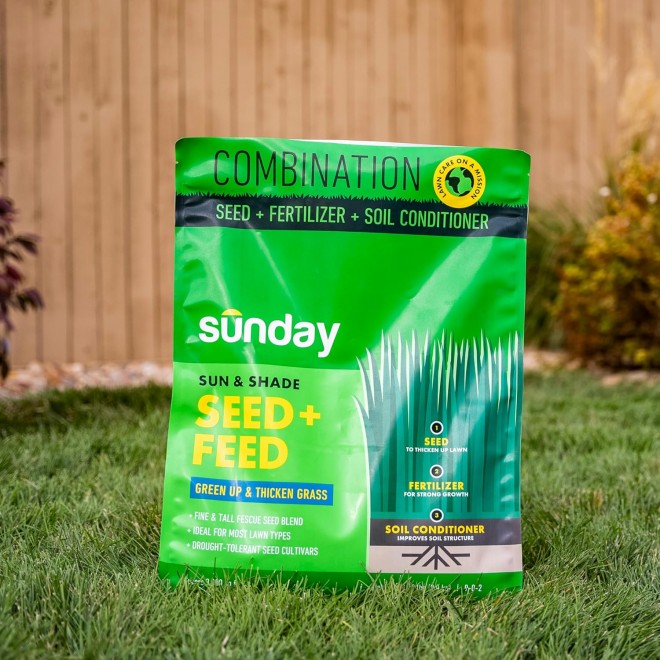 Sunday Sun & Shade 3,000 Sq. Ft. Seed + Feed, Grass Seed + Lawn Fertilizer 20 lb