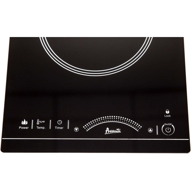 Avanti IH1800L1B-IS Portable Cooktop Electric Stove Top Hot Plate with Single Induction Burner, 6 Power Settings, Temperature Touch Control 140-460F, 1800-Watts, Black