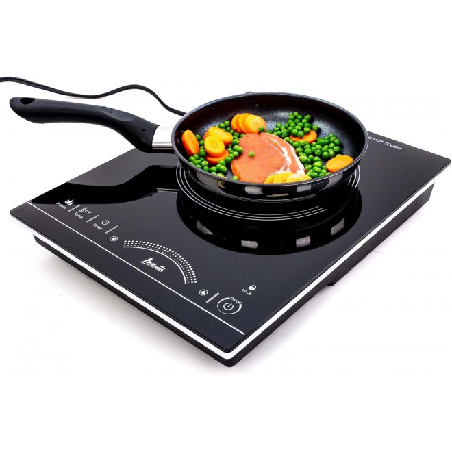 Avanti IH1800L1B-IS Portable Cooktop Electric Stove Top Hot Plate with Single Induction Burner, 6 Power Settings, Temperature Touch Control 140-460F, 1800-Watts, Black