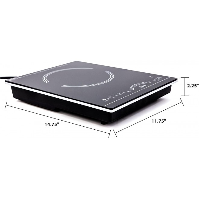 Avanti IH1800L1B-IS Portable Cooktop Electric Stove Top Hot Plate with Single Induction Burner, 6 Power Settings, Temperature Touch Control 140-460F, 1800-Watts, Black