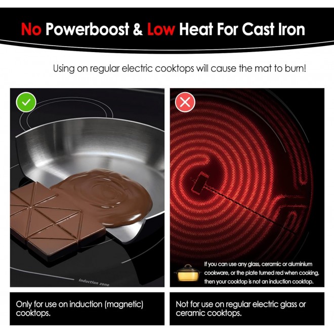 KitchenRaku Large Induction Cooktop Protector Mat with Plastic Bowl Scraper, (Magnetic) Electric Stove Burner Covers