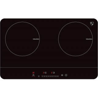 K&H 2 Burner Double Dual 24 Inch Induction ULTRA SLIM Electric Stove Top Ceramic Cooktop White 120V 1800W IN-DD18-120S