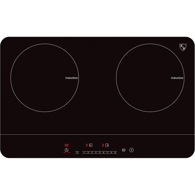 K&H 2 Burner Double Dual 24 Inch Induction ULTRA SLIM Electric Stove Top Ceramic Cooktop White 120V 1800W IN-DD18-120S