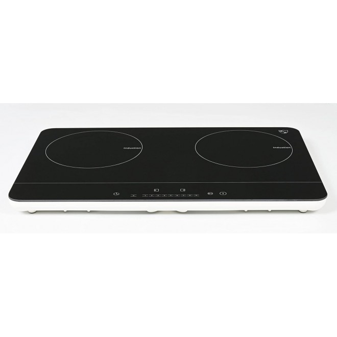 K&H 2 Burner Double Dual 24 Inch Induction ULTRA SLIM Electric Stove Top Ceramic Cooktop White 120V 1800W IN-DD18-120S