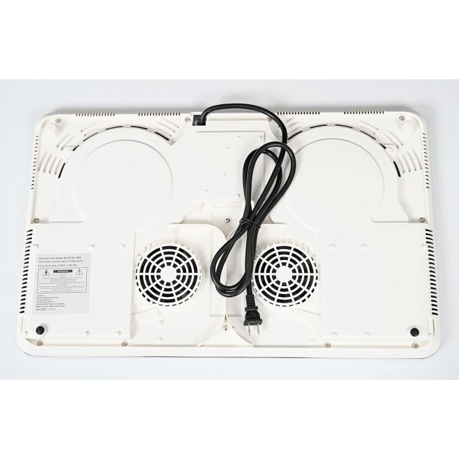 K&H 2 Burner Double Dual 24 Inch Induction ULTRA SLIM Electric Stove Top Ceramic Cooktop White 120V 1800W IN-DD18-120S