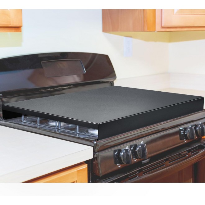 Therwen Stainless Steel Gas Stove Top Cover Noodle Board Cooktop Cover Large Electric Stove Burner Covers Provides Extra Work Counter, 30'' x 22'' x 2.5'' (Black)