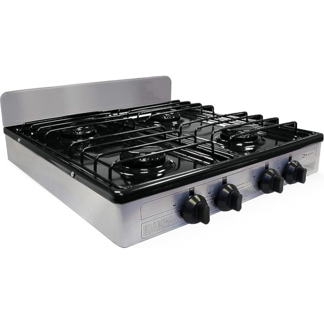 Koblenz PSK-400S 4 Portable Porcelain Cover and Four 16,000 BTU Burners, Stainless Steel Stove for Propane Gas