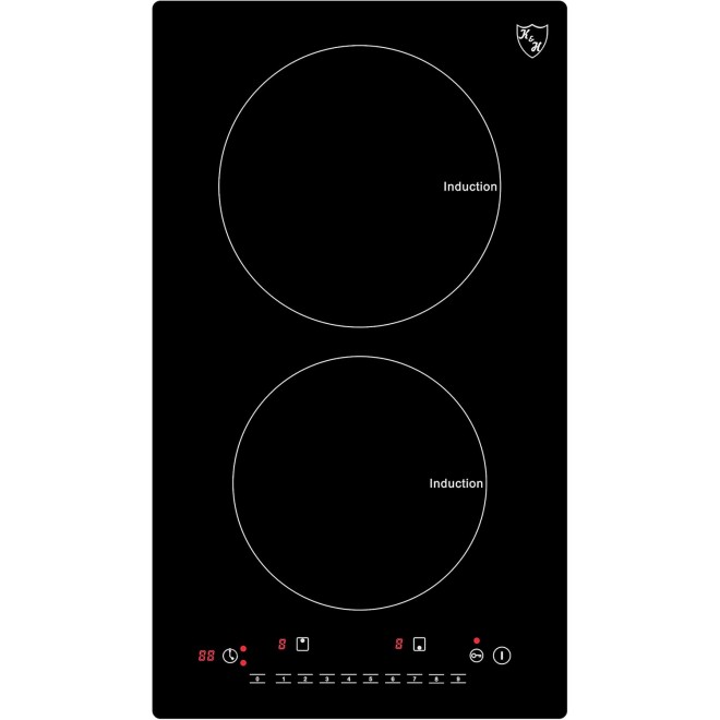 K&H 2 Burner 12 Inch Built-in Induction Electric Stove Top Ceramic Cooktop 120V 1800W INDV-1802-120