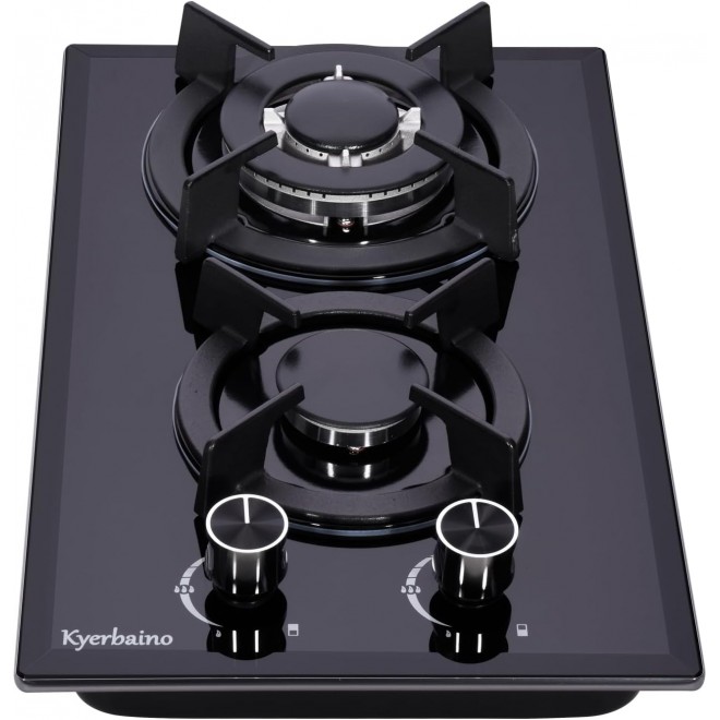 Gas Cooktop 12 Inch, Tempered Glass Built-in 2 Burners Gas Stovetop Propane/Natural Gas Convertible Gas Hob