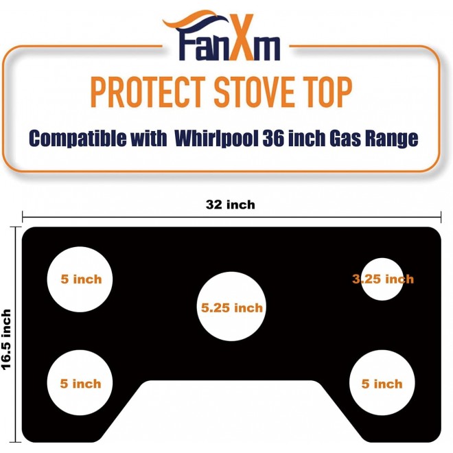 Whirlpool Stove Protectors 36inch,Gas Cooktop Protectors,Whole piece design,Washable, WCG51US6, WCG55US6, WCG97US6, MGC7536, MGC9536, KCGS356