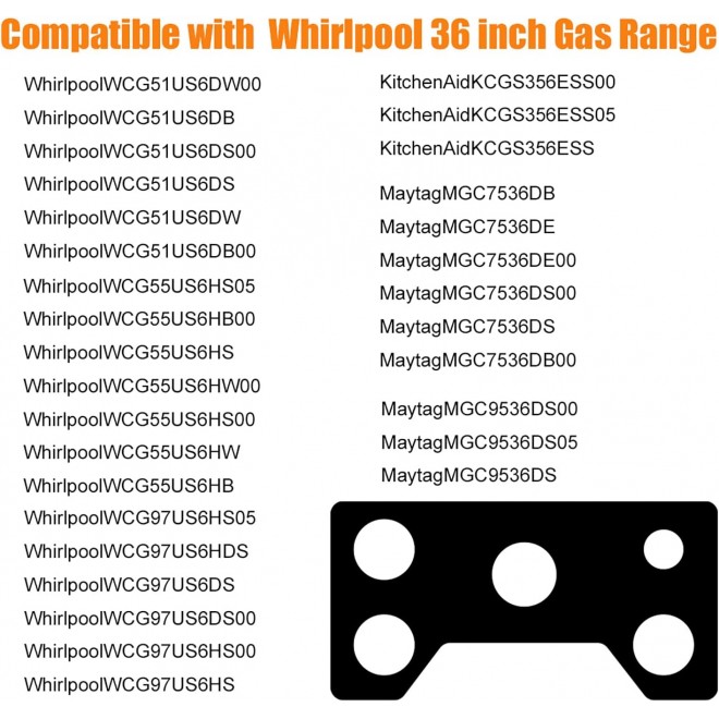 Whirlpool Stove Protectors 36inch,Gas Cooktop Protectors,Whole piece design,Washable, WCG51US6, WCG55US6, WCG97US6, MGC7536, MGC9536, KCGS356