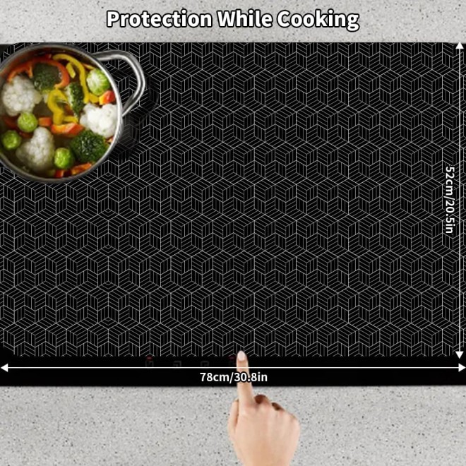 Induction Cooktop Protector Mat, 30.8 * 20.5 * 0.02in Induction Stove Top Protector, Antiscratch Electric Stove Burner Covers, Antistrike Silicone Stove Burner Covers