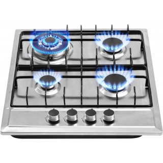 24″x20″ Built in Gas Cooktop 4 Burners Stainless Steel Stove with NG/LPG Conversion Kit Thermocouple Protection and Easy to Clean (20Wx24L)