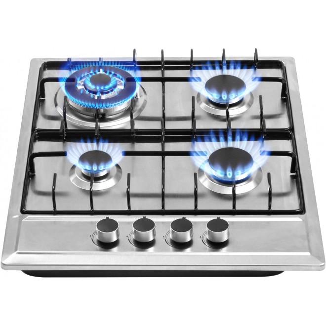 24″x20″ Built in Gas Cooktop 4 Burners Stainless Steel Stove with NG/LPG Conversion Kit Thermocouple Protection and Easy to Clean (20Wx24L)