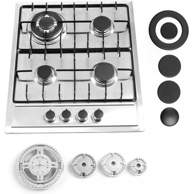 24″x20″ Built in Gas Cooktop 4 Burners Stainless Steel Stove with NG/LPG Conversion Kit Thermocouple Protection and Easy to Clean (20Wx24L)